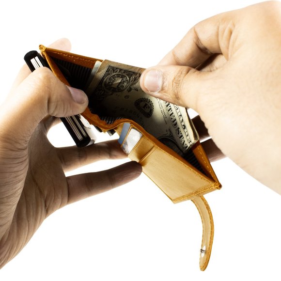 Automatic POP-UP, RFID Blocking Slim LEATHER ID Credit Card Holder - Picture 3 of 11